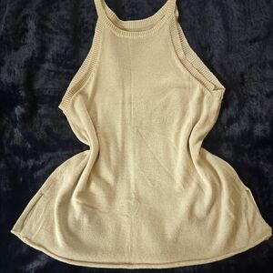Elegant Tan Sleeveless Knit Top